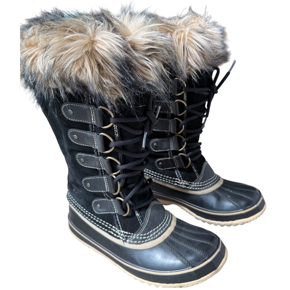 Sorel Womens Tall Joan of Artic Waterproof Winter Boots Black Size 8 - Picture 1 of 9